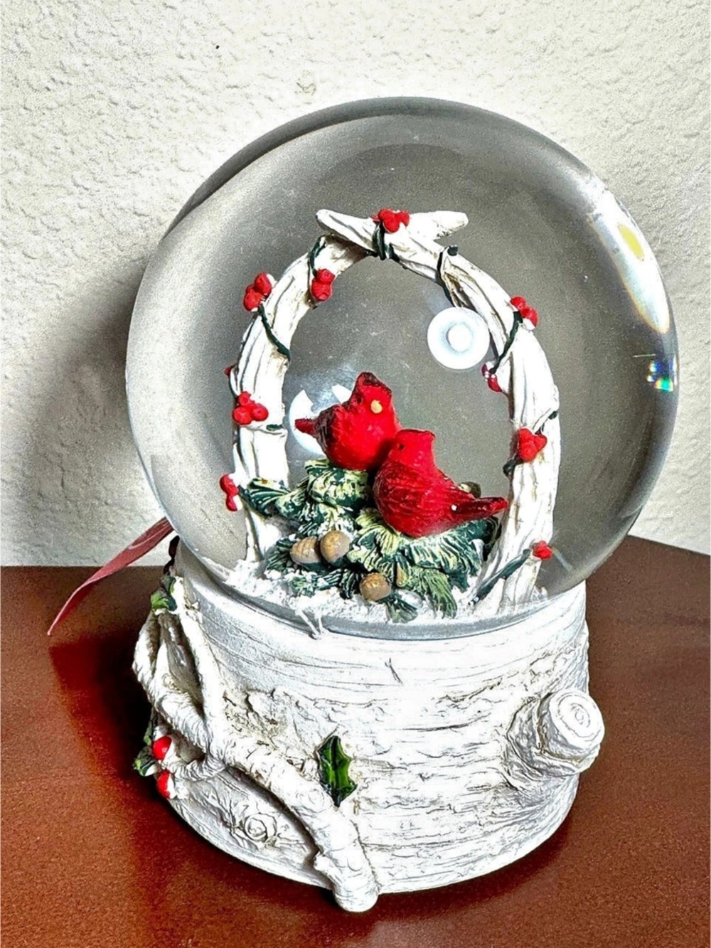 Musical Cardinals Snow Globe Christmas Gift Bird Theme Martha Stewart NWT